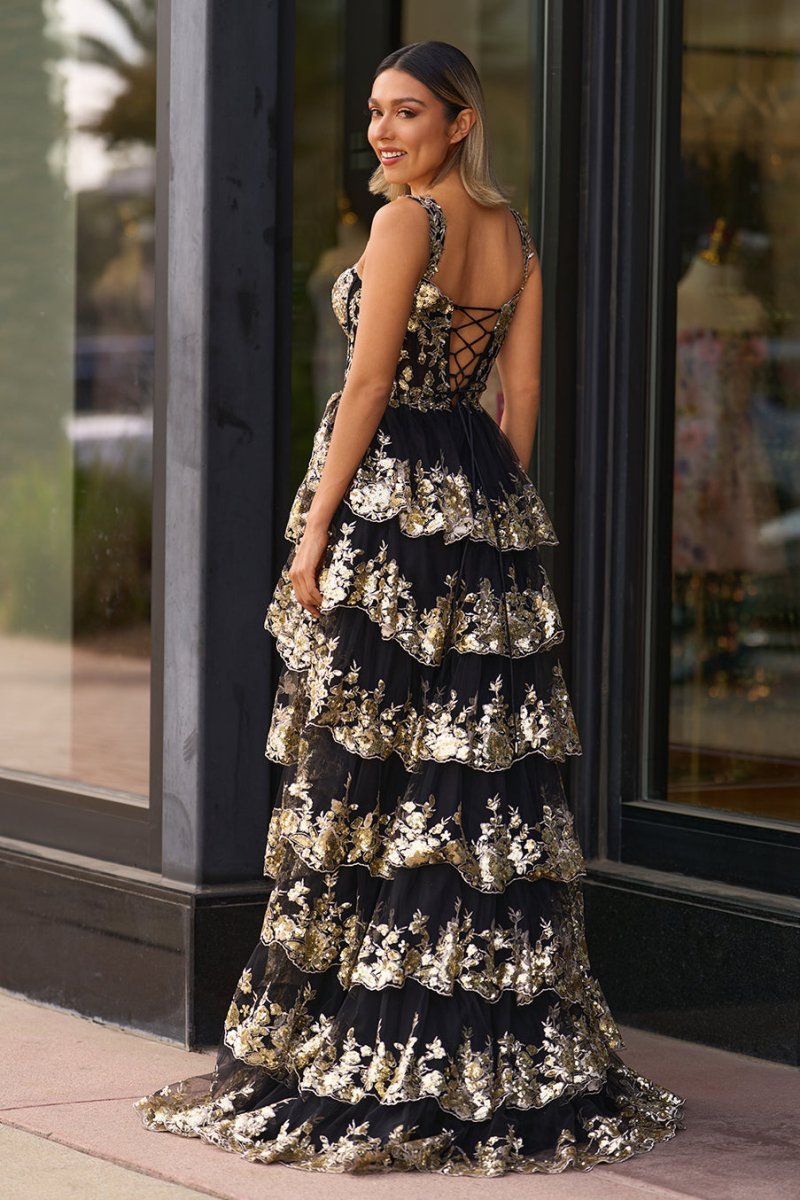 Gold Off the Shoulder Sequin Long Prom Dress with Slit - Curvevia