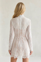 Charming Sheath High Neck Lace Short Wedding Dresses - Curvevia