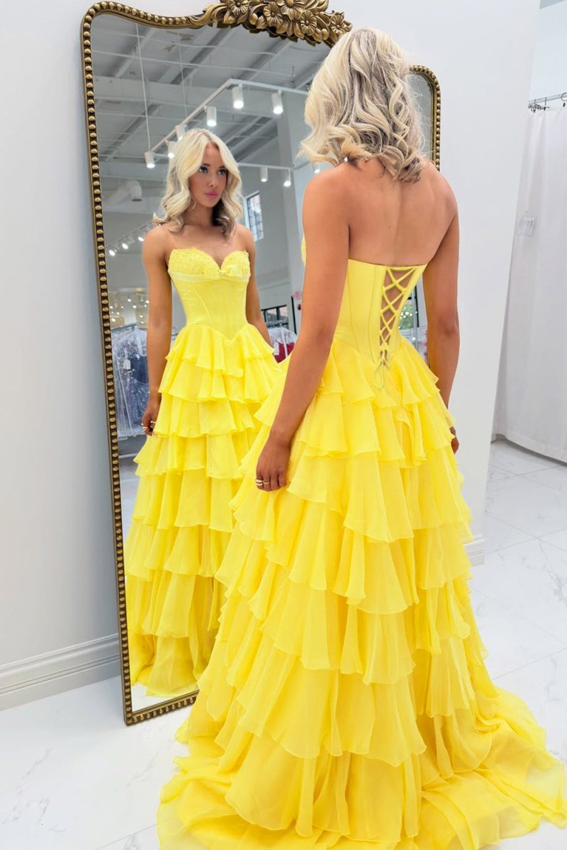 Fuchsia A Line Sweetheart Chiffon Ruffled Long Wedding Guest Dress With Bow - Curvevia