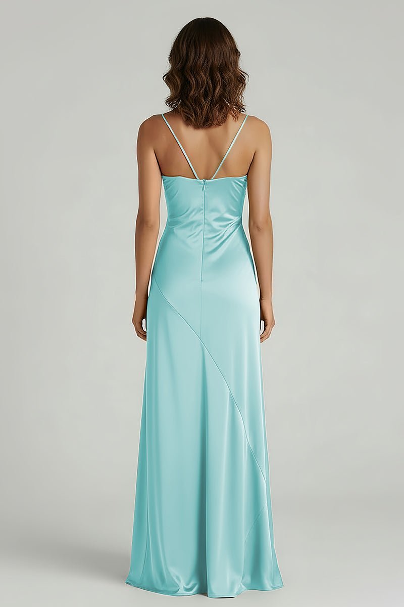Spaghetti Straps Long Sheath Evening Dress With Split - Curvevia