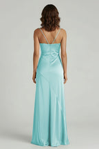 Spaghetti Straps Long Sheath Evening Dress With Split - Curvevia