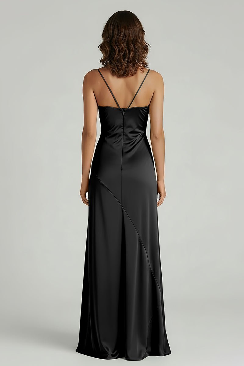 Spaghetti Straps Long Sheath Evening Dress With Split - Curvevia