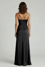 Spaghetti Straps Long Sheath Evening Dress With Split - Curvevia