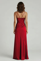 Spaghetti Straps Long Sheath Evening Dress With Split - Curvevia