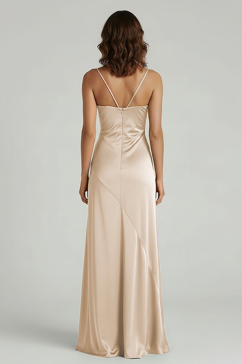 Spaghetti Straps Long Sheath Evening Dress With Split - Curvevia