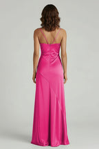 Spaghetti Straps Long Sheath Evening Dress With Split - Curvevia