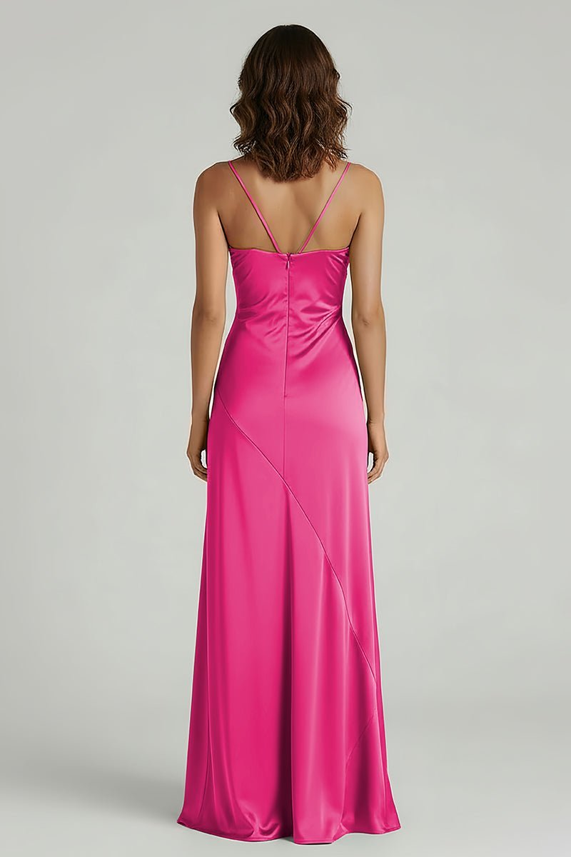 Spaghetti Straps Long Sheath Evening Dress With Split - Curvevia