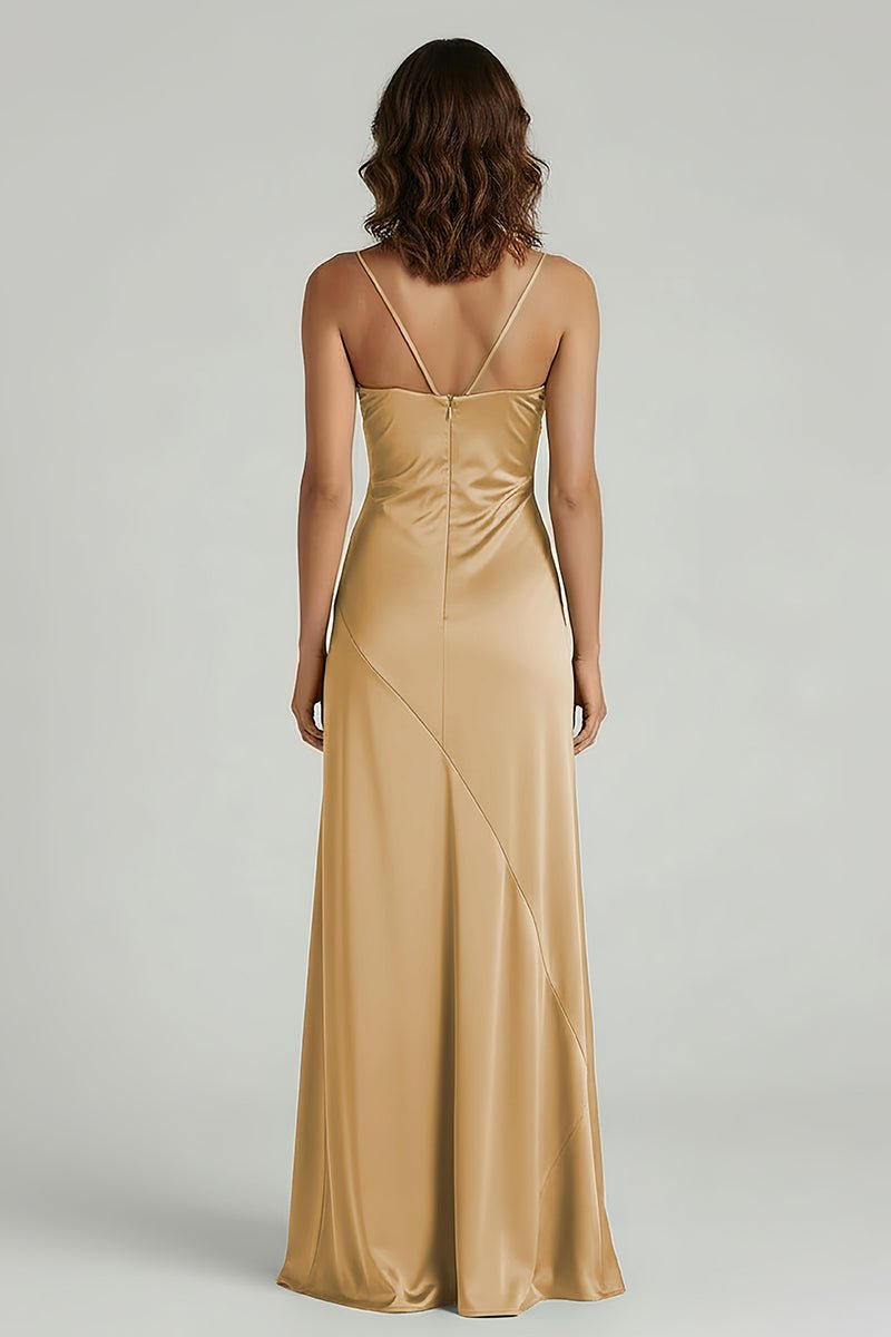 Spaghetti Straps Long Sheath Evening Dress With Split - Curvevia