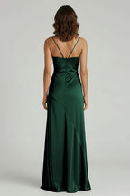 Spaghetti Straps Long Sheath Evening Dress With Split - Curvevia