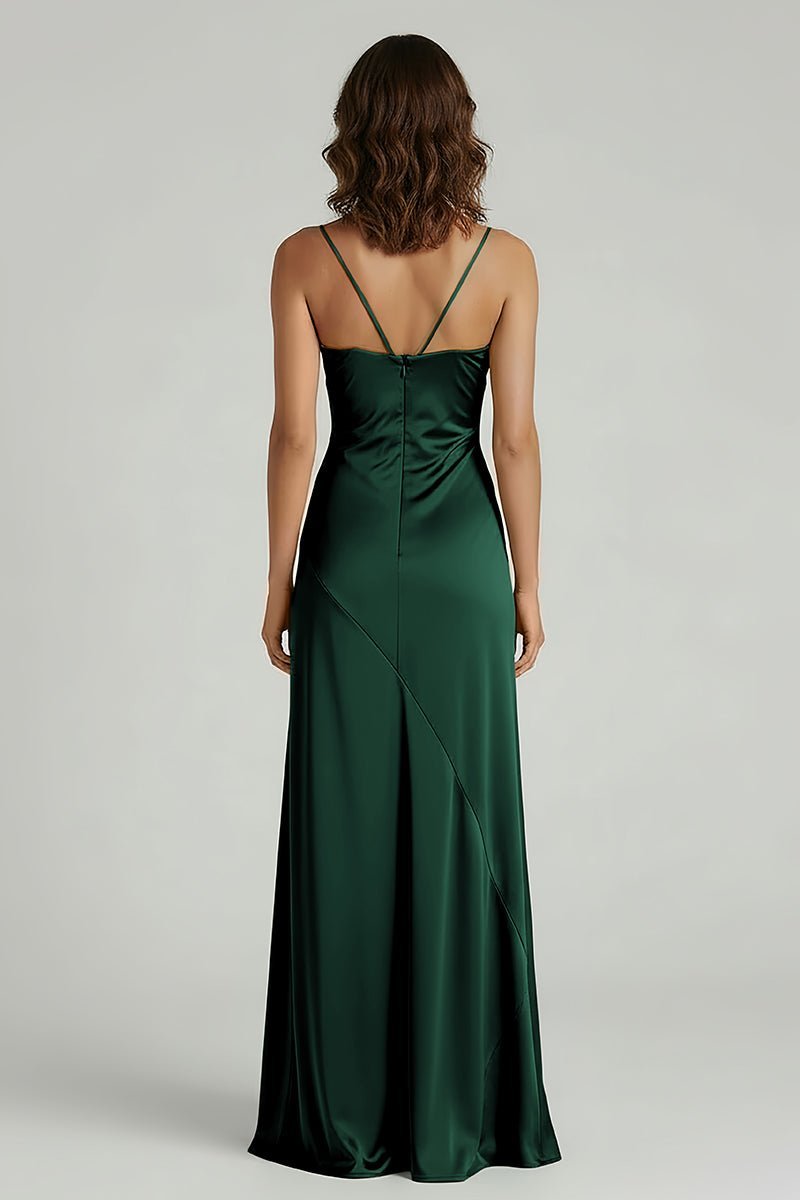 Spaghetti Straps Long Sheath Evening Dress With Split - Curvevia