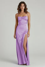 Spaghetti Straps Long Sheath Evening Dress With Split - Curvevia