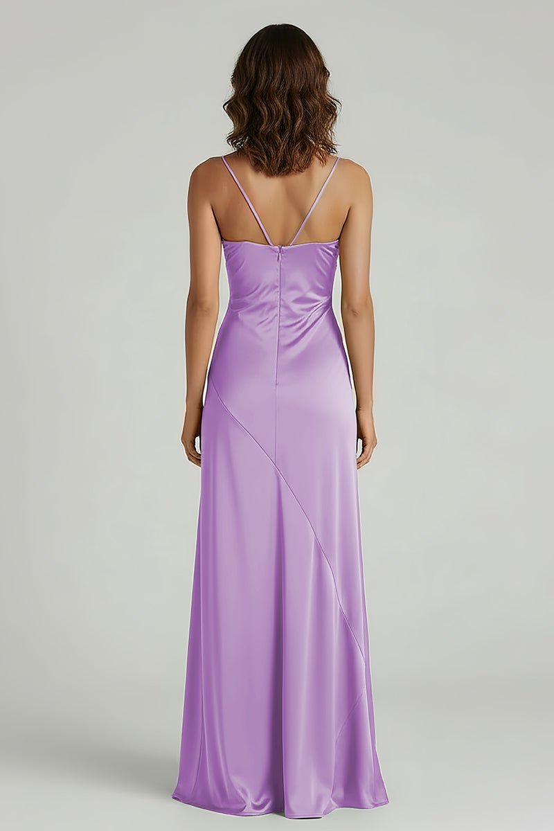 Spaghetti Straps Long Sheath Evening Dress With Split - Curvevia