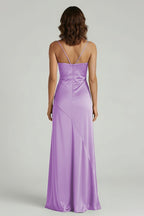 Spaghetti Straps Long Sheath Evening Dress With Split - Curvevia