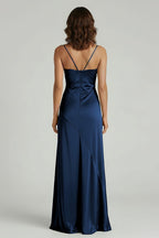 Spaghetti Straps Long Sheath Evening Dress With Split - Curvevia