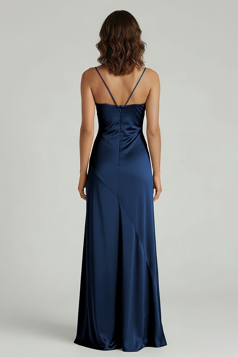 Spaghetti Straps Long Sheath Evening Dress With Split - Curvevia