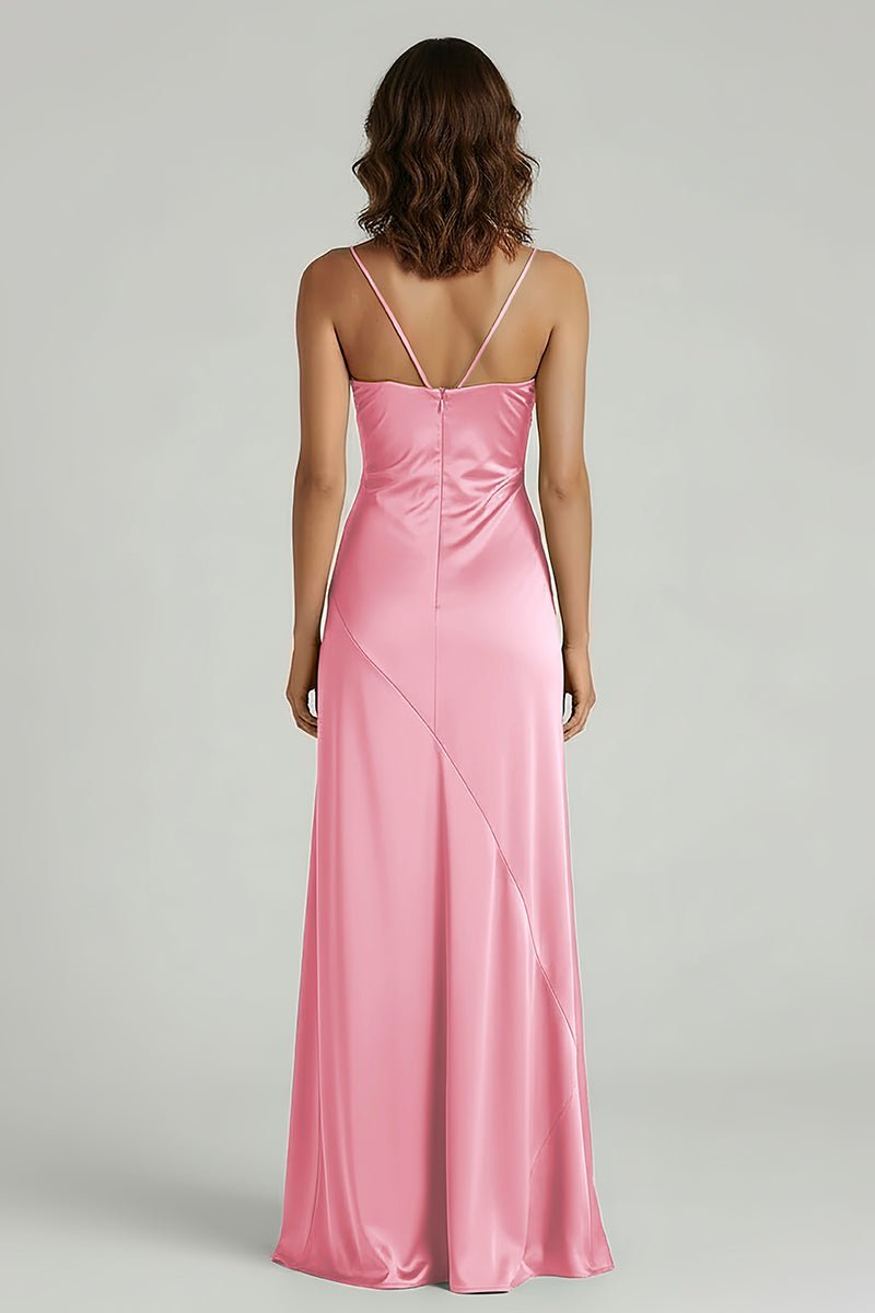 Spaghetti Straps Long Sheath Evening Dress With Split - Curvevia