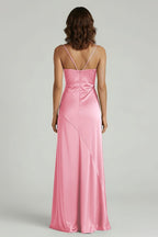 Spaghetti Straps Long Sheath Evening Dress With Split - Curvevia