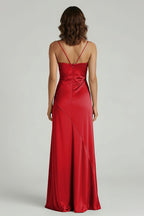 Spaghetti Straps Long Sheath Evening Dress With Split - Curvevia