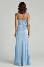 Spaghetti Straps Long Sheath Evening Dress With Split - Curvevia