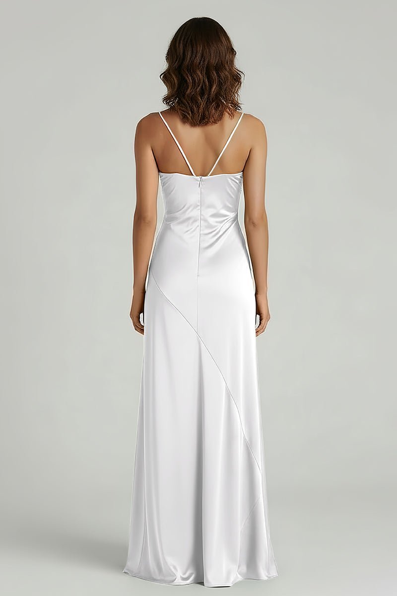 Spaghetti Straps Long Sheath Evening Dress With Split - Curvevia