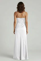 Spaghetti Straps Long Sheath Evening Dress With Split - Curvevia