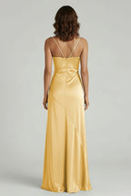 Spaghetti Straps Long Sheath Evening Dress With Split - Curvevia
