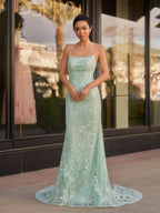 Mermaid Scoop Lace Long Evening Dress - Curvevia