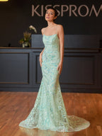 Mermaid Scoop Lace Long Evening Dress - Curvevia