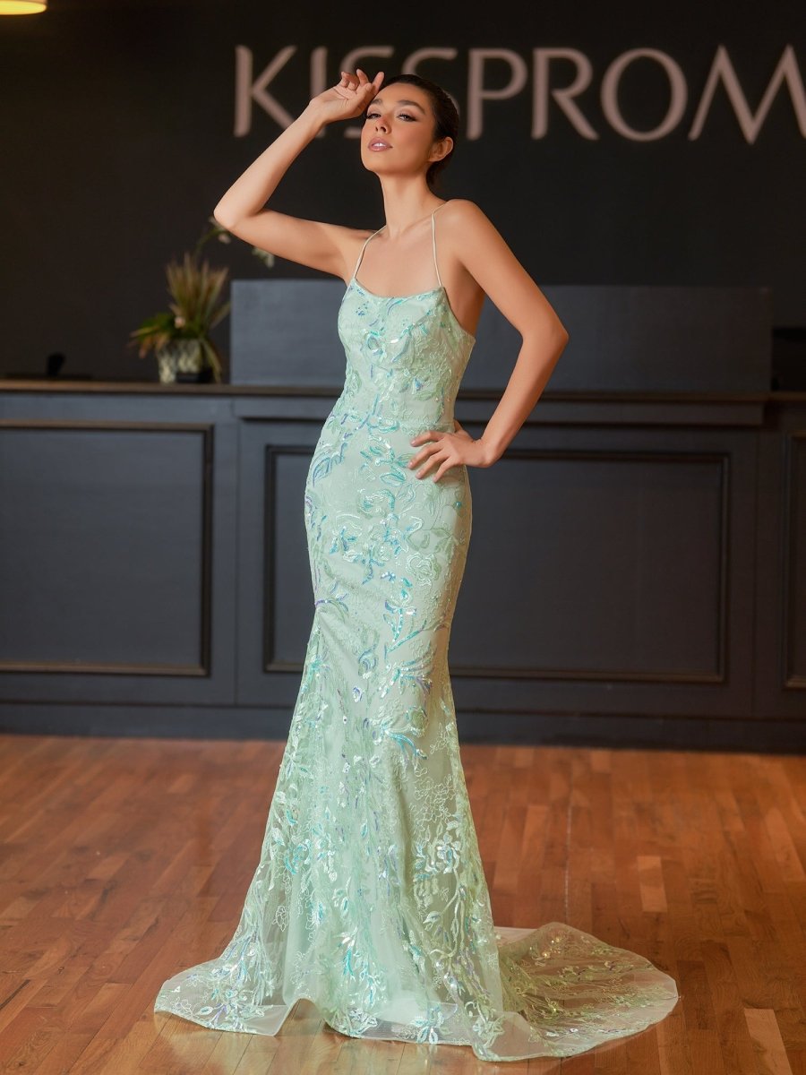 Mermaid Scoop Lace Long Evening Dress - Curvevia