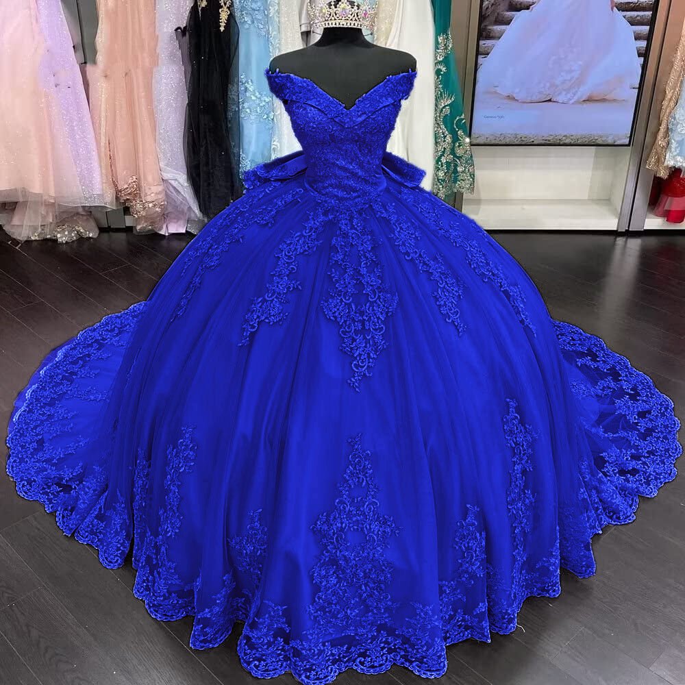 Lace Tulle Sage Applique Off Shoulder Quinceanera Dresses - Curvevia