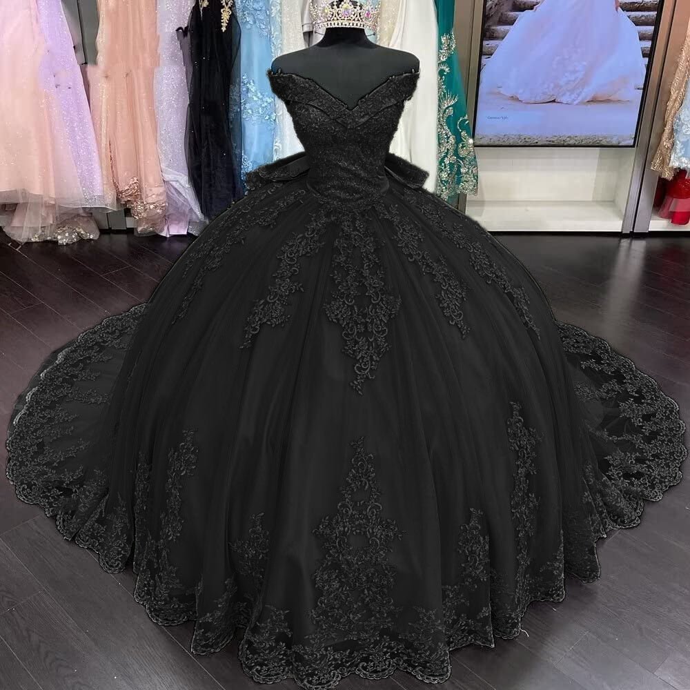 Lace Tulle Sage Applique Off Shoulder Quinceanera Dresses - Curvevia