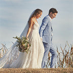 Simple A-Line V Neck Sleeveless Spaghetti Straps Beach Wedding Dresses - Curvevia