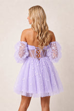 A-Line Pleated Tulle Wedding Guest Dress - Curvevia