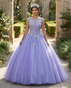 Lavender Ball Gown Quinceanera Dresses Lace Appliqued Dress - Curvevia