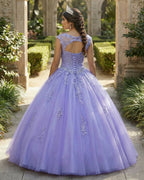 Lavender Ball Gown Quinceanera Dresses Lace Appliqued Dress - Curvevia