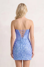 Bodycon Strapless Corset Beaded Mini Homecoming Dresses - Curvevia