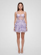 Lavender Tulle A-Line Sweetheart Back Zip Short Dress with Ruffles - Curvevia