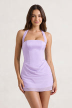 Yellow Halter Sheath Satin Chiffon Homecoming Dress - Curvevia