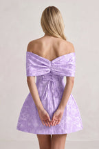 Pink Off The Shoulder Jacquard A Line Wedding Guest Dress With Appliques - Curvevia