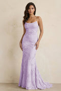 Sky Blue Spaghetti Straps Mermaid Tulle Long Prom Dresses With Appliques - Curvevia