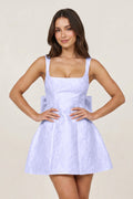 White - Square Neck A Line Short Homecoming Dresses With Bow - Curvevia