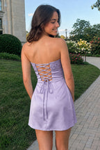 Aqua Strapless Appliqued Satin Sheath Homecoming Dress - Curvevia