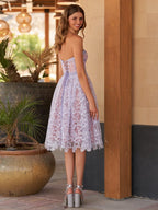 Purple Sweetheart A Line Corset Party Dress With Applique - Curvevia