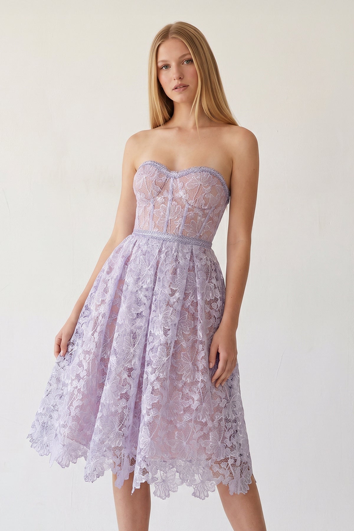Purple Sweetheart A Line Corset Party Dress With Applique - Curvevia