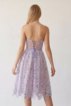 Purple Sweetheart A Line Corset Party Dress With Applique - Curvevia