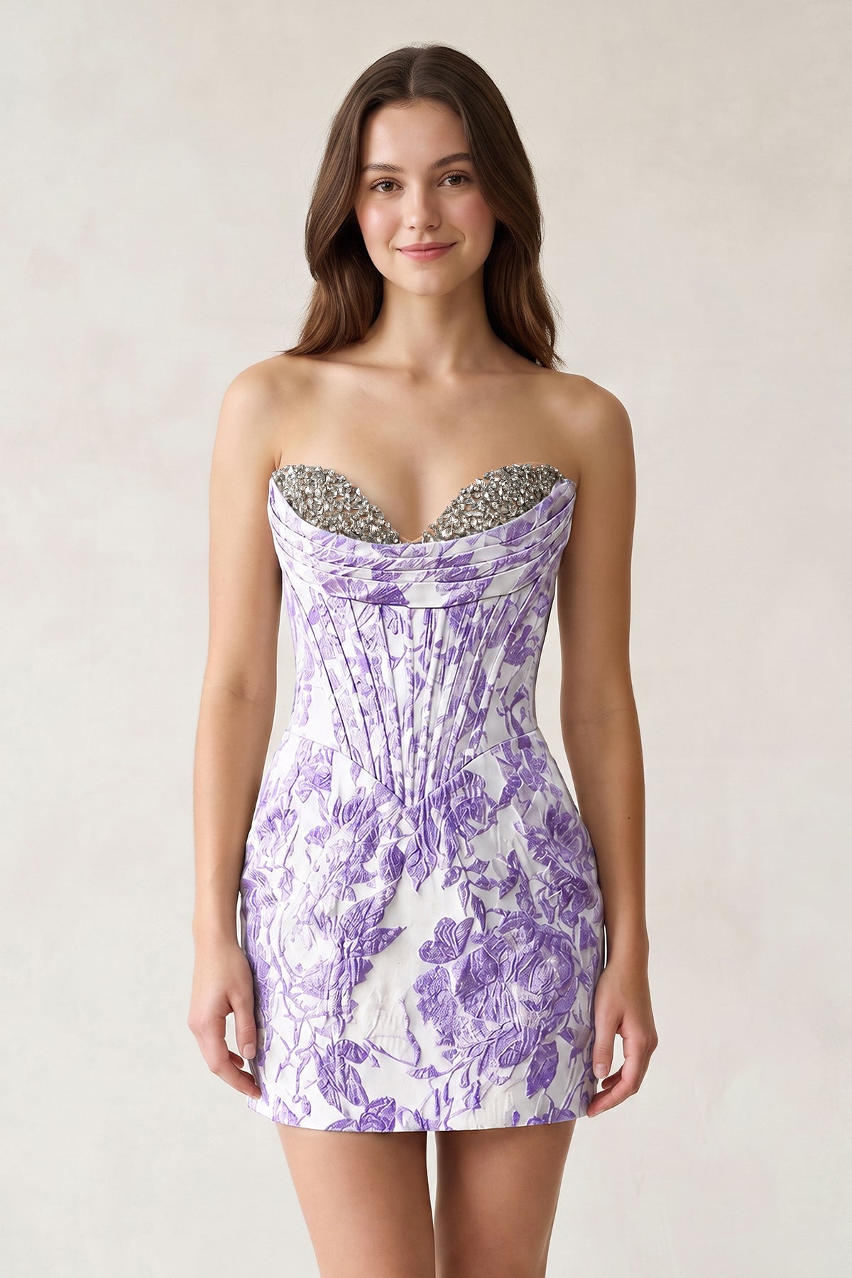 Blue Sweetheart Jacquard Sheath Corset Homecoming Dress - Curvevia