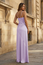 Spaghetti Straps Long Sheath Evening Dress With Split - Curvevia