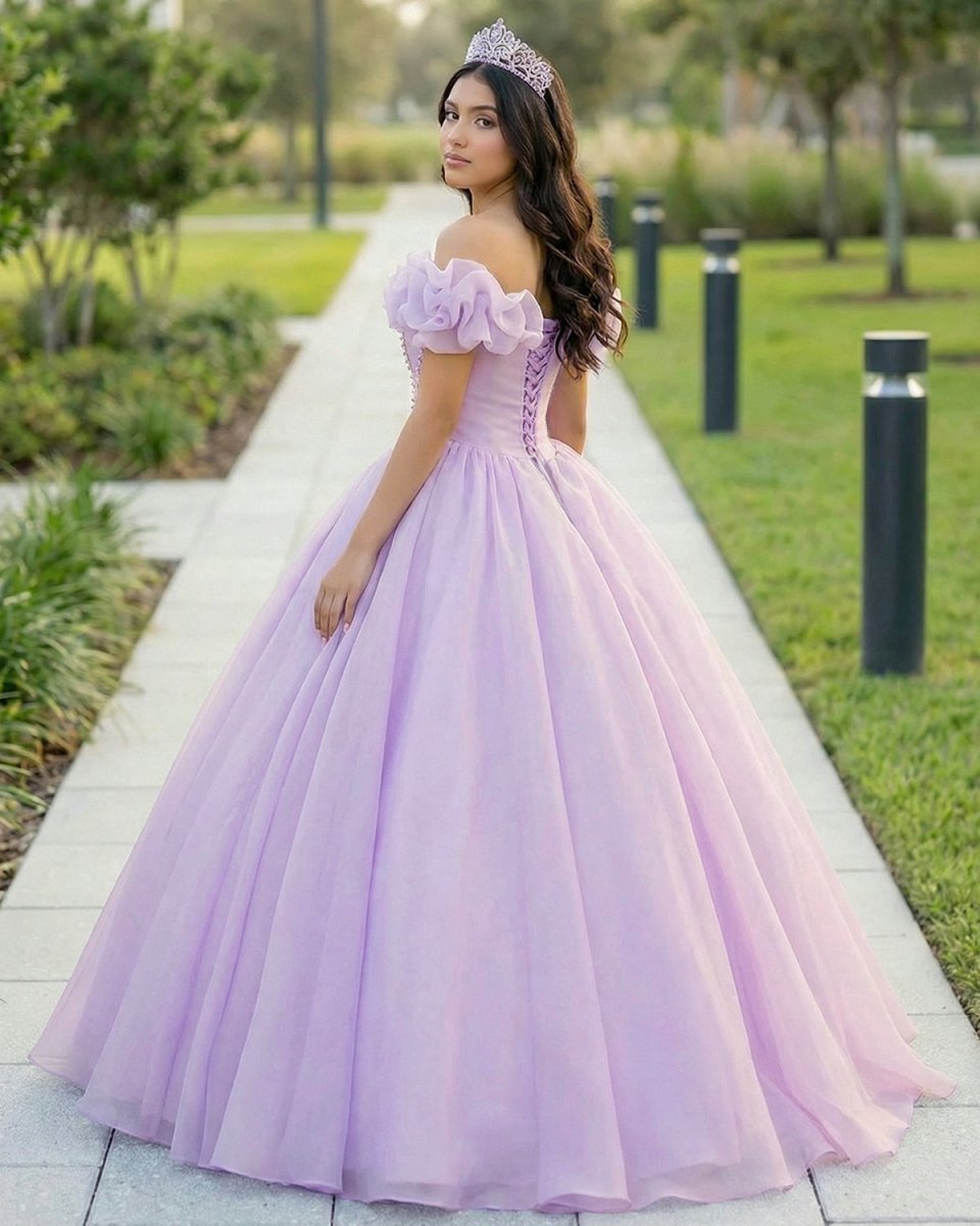 Lavender A-Line Off Shoulder Long Prom Dresses Purple Dress - Curvevia