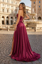 A Line Sweetheart Royal Blue Keyhole Long Evening Dress - Curvevia