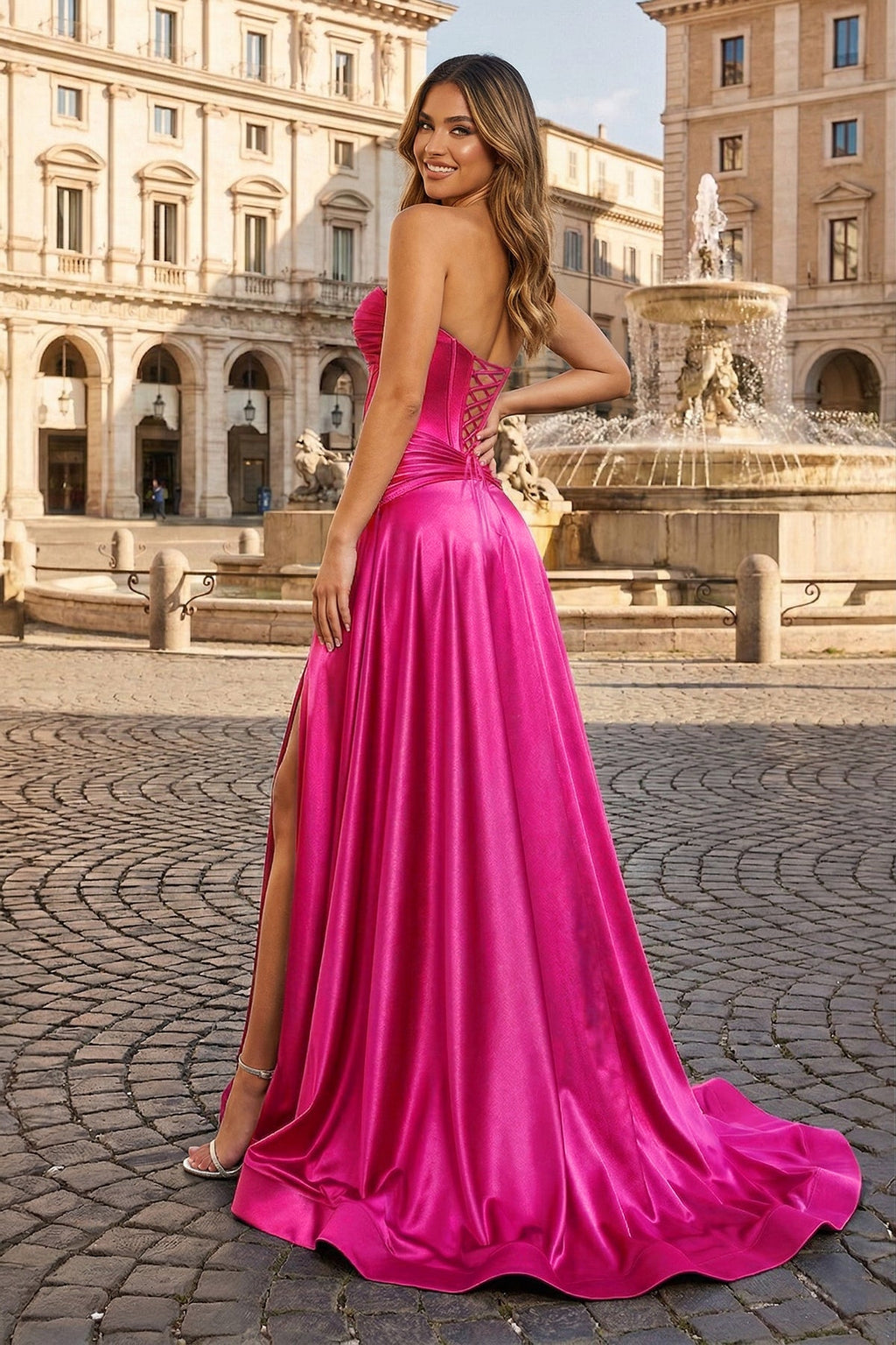 A Line Sweetheart Royal Blue Keyhole Long Evening Dress - Curvevia